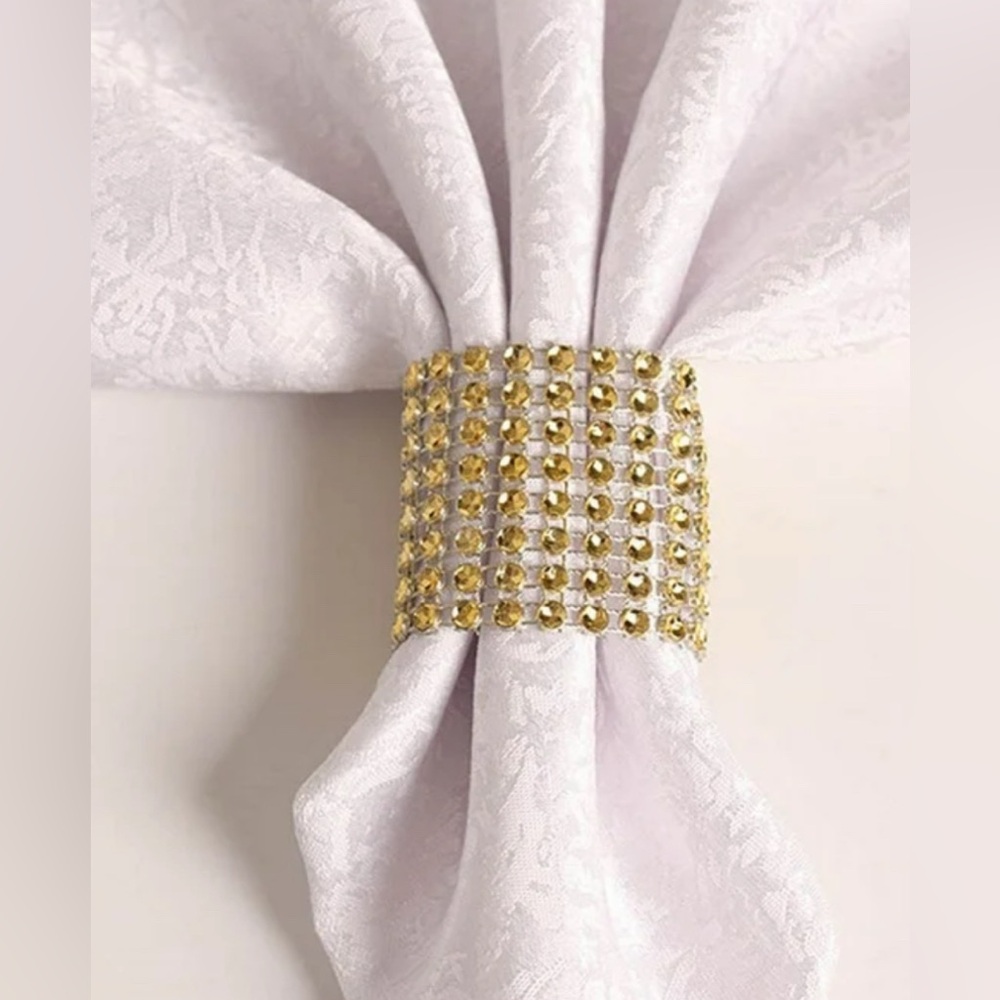 AMAZON 75 Piece Gold Rhinestone Napkin Rings